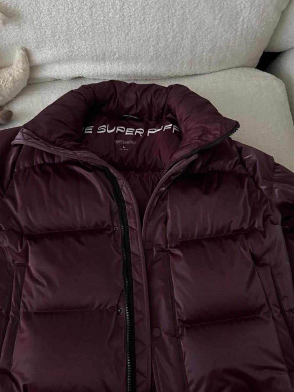Aritzia The Super Puff Liquid Shine Hooded Puffer Jacket Burgundy Limited Ed L